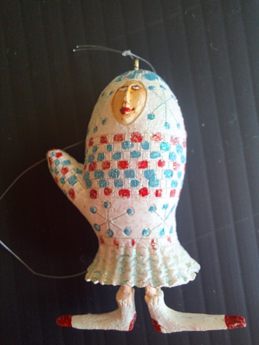Dept 56 Patience Brewster Krinkles Mini Fashion Blue Mitten Glove Ornament